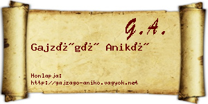 Gajzágó Anikó névjegykártya